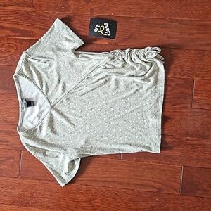 Art Class Girls Sage With Flowers Faux Wrap Shirt Sz 6 NWT